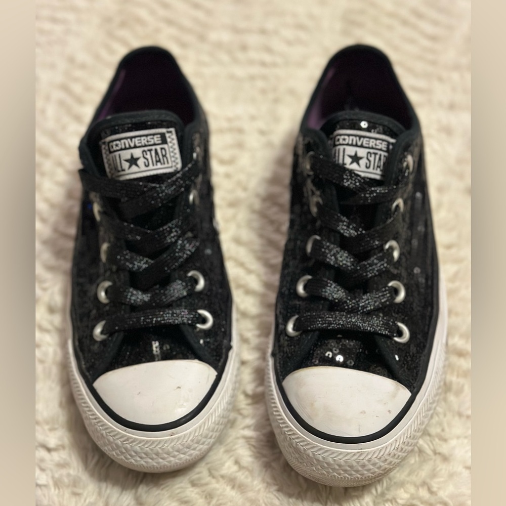 Converse Black Sequin Low-Tops